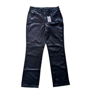 Judy Blue High Waist Tummy Control Faux Leather Straight Leg Pants Size 31 Black